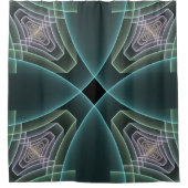 Moderne Blauwgroen geometrische fractale kunst Douchegordijn (Voorkant)