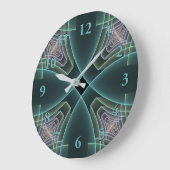 Moderne Blauwgroen geometrische fractale kunst Grote Klok (Hoek)