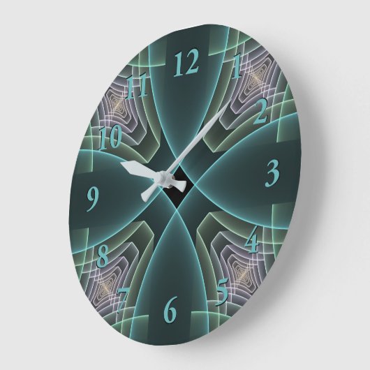 Moderne Blauwgroen geometrische fractale kunst Grote Klok (Hoek)