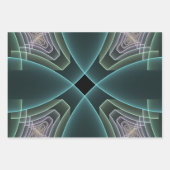 Moderne Blauwgroen geometrische fractale kunst Inpakpapier Vel (Voorkant 3)