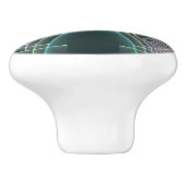 Moderne Blauwgroen geometrische fractale kunst Keramische Knop (Zijkant)