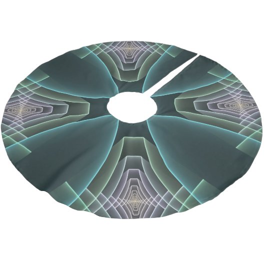 Moderne Blauwgroen geometrische fractale kunst Kerstboom Rok (Gekanteld)