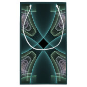 Moderne Blauwgroen geometrische fractale kunst Klein Cadeauzakje (Achterkant)