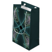 Moderne Blauwgroen geometrische fractale kunst Klein Cadeauzakje (Achterkant Gekanteld)