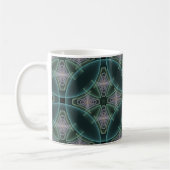Moderne Blauwgroen geometrische fractale kunst Koffiemok (Links)