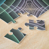 Moderne Blauwgroen geometrische fractale kunst Legpuzzel (Zijkant)