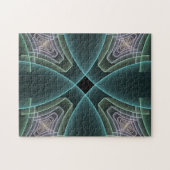 Moderne Blauwgroen geometrische fractale kunst Legpuzzel (Horizontaal)
