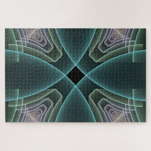 Moderne Blauwgroen geometrische fractale kunst Legpuzzel
