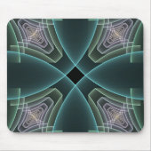 Moderne Blauwgroen geometrische fractale kunst Muismat (Voorkant)