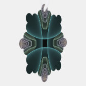 Moderne Blauwgroen geometrische fractale kunst Ornament Kaart (Rechts)