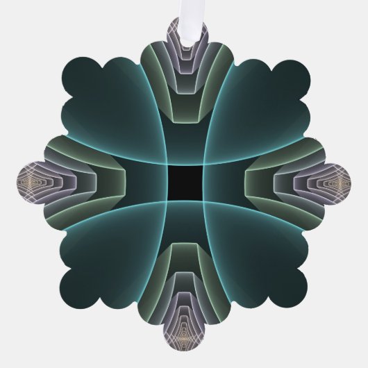 Moderne Blauwgroen geometrische fractale kunst Ornament Kaart (Voorkant)