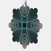 Moderne Blauwgroen geometrische fractale kunst Ornament Kaart (Links)