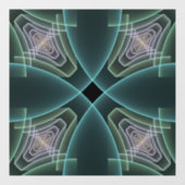 Moderne Blauwgroen geometrische fractale kunst Raamsticker (Vel)