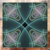 Moderne Blauwgroen geometrische fractale kunst Raamsticker (Vel 2)
