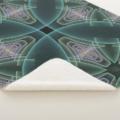 Moderne Blauwgroen geometrische fractale kunst Sherpa Deken (3/4)