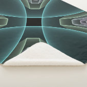 Moderne Blauwgroen geometrische fractale kunst Sherpa Deken (3/4)
