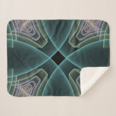 Moderne Blauwgroen geometrische fractale kunst Sherpa Deken (Voorkant (horizontaal))