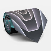Moderne Blauwgroen geometrische fractale kunst Stropdas (Opgerold)
