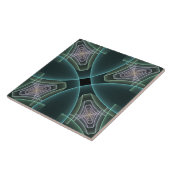 Moderne Blauwgroen geometrische fractale kunst Tegeltje (Zijkant)