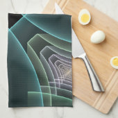 Moderne Blauwgroen geometrische fractale kunst Theedoek (Quarter Fold)