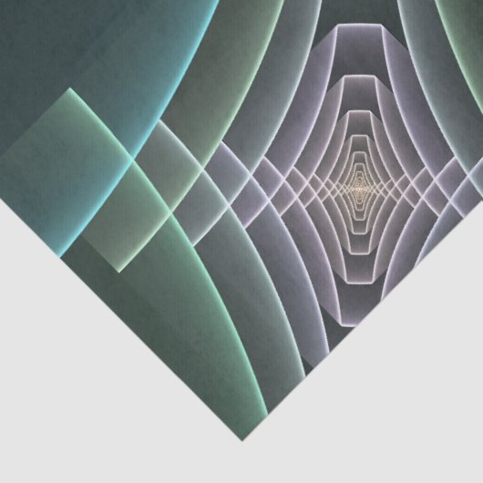 Moderne Blauwgroen geometrische fractale kunst Tissuepapier (Detail)