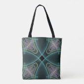 Moderne Blauwgroen geometrische fractale kunst Tote Bag (Achterkant)
