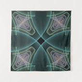 Moderne Blauwgroen geometrische fractale kunst Wandkleed (Voorkant)