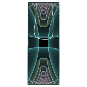 Moderne Blauwgroen geometrische fractale kunst Wijn Cadeautas