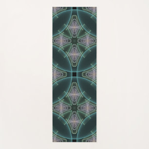 Moderne Blauwgroen geometrische fractale kunst Yogamat