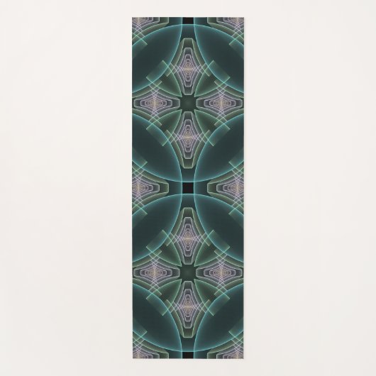 Moderne Blauwgroen geometrische fractale kunst Yogamat (Voorkant)