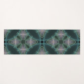 Moderne Blauwgroen geometrische fractale kunst Yogamat (Voorkant (horizontaal))