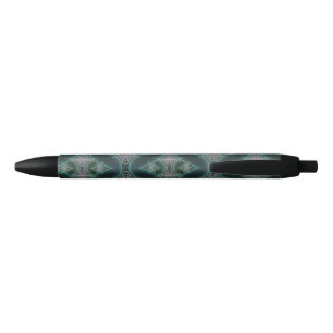 Moderne Blauwgroen geometrische fractale kunst Zwarte Inkt Pen
