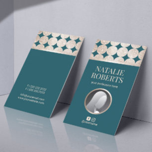 Moderne Blauwgroen Geometrische Gold Circles - Aan Visitekaartje