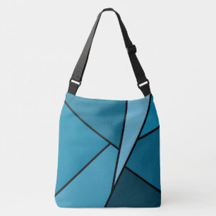 Moderne Blauwgroen geometrische vormen met all-ove Crossbody Tas