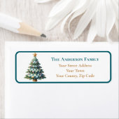 Moderne Blauwgroen Gingham kerstboom Ornamenten Na Etiket (Insitu)