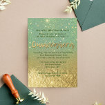 Moderne Blauwgroen glam en goudglitter Folie Quinc Kaart<br><div class="desc">Moderne en fancy gepersonaliseerde Quinceañera-uitnodigingsontwerp met blauwgroen en goudfaux glitter en folie achtergrond met dubbellichten.</div>