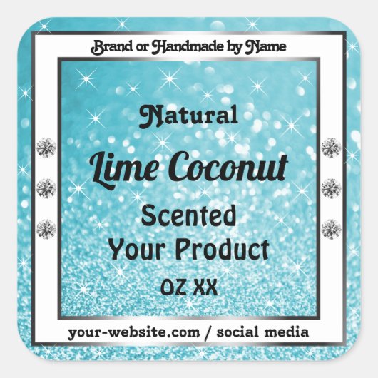 Moderne Blauwgroen glazige mousserende sterren Pro Vierkante Sticker (Voorkant)