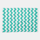 Moderne Blauwgroen Glitter Chevron Keukenschotel H Theedoek (Horizontaal)