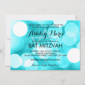 Moderne Blauwgroen Glitter Lights Bat Mitzvah Kaart (Voorkant)