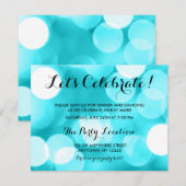 Moderne Blauwgroen Glitter Lights Bat Mitzvah Rece Informatiekaartje (Voorkant / Achterkant)