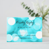 Moderne Blauwgroen Glitter Lights Bat Mitzvah RSVP (Staand voorkant)