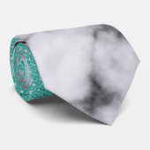 Moderne Blauwgroen Glitter Marble Geometric Tribal Stropdas (Opgerold)