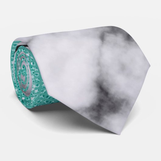 Moderne Blauwgroen Glitter Marble Geometric Tribal Stropdas (Opgerold)