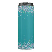 Moderne Blauwgroen Glitter Monogram Stethoscoop zu Thermosbeker (Achterkant)