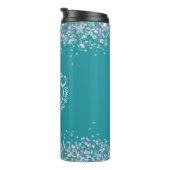 Moderne Blauwgroen Glitter Monogram Stethoscoop zu Thermosbeker (Geroteerd rechts)