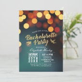 Moderne Blauwgroen Gold Bokeh Lights Bachelorette  Kaart (Staand voorkant)