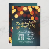 Moderne Blauwgroen Gold Bokeh Lights Bachelorette  Kaart (Voorkant / Achterkant)