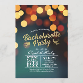 Moderne Blauwgroen Gold Bokeh Lights Bachelorette  Kaart