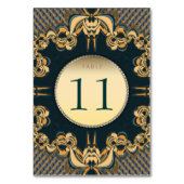 Moderne Blauwgroen Gold Table Number Kaart (Voorkant)