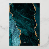 Moderne Blauwgroen gouden agaat Paarse bruiloft Folie Uitnodiging (Achterkant)